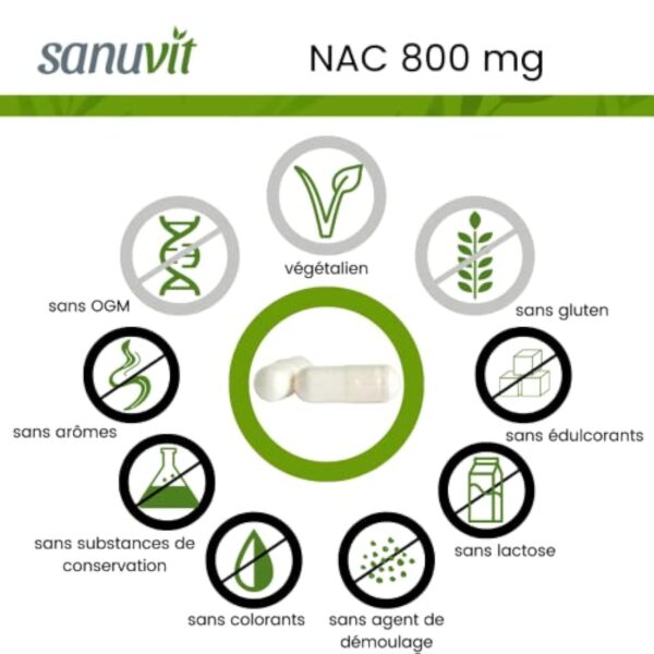 Sanuvit® - NAC | 180 capsules | N-acétyl-L-cystéine | Haute biodisponibilité et tolérance | Végétalien – Image 3