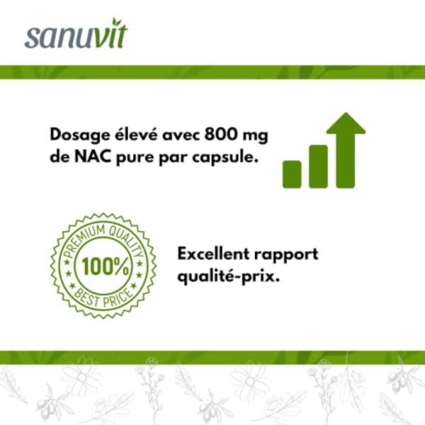 Sanuvit® - NAC | 180 capsules | N-acétyl-L-cystéine | Haute biodisponibilité et tolérance | Végétalien – Image 4