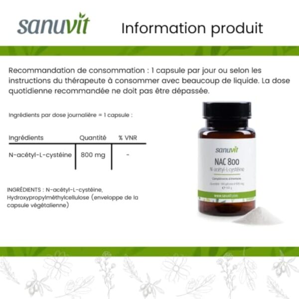 Sanuvit® - NAC | 180 capsules | N-acétyl-L-cystéine | Haute biodisponibilité et tolérance | Végétalien – Image 6