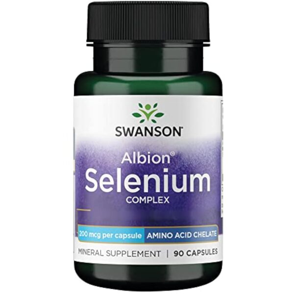 Swanson, Albion Selenium Complex, 200mcg, 90 Capsules, Haute Dosé, Testé en Laboratoire, Sans Soja, Sans Gluten, Sans OGM