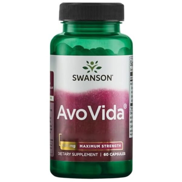 Swanson, Avovida, Maximum Strength, 300mg, avec Phytostérols, 60 Capsules, Testé en Laboratoire, Sans Gluten, Sans OGM