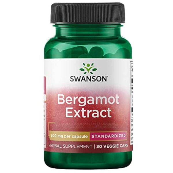 Swanson, Bergamot Extract (Extrait de Bergamote), 500mg, 30 Capsules végétaliennes, Testé en Laboratoire, Végétarien, Sans Soja, Sans Gluten, Sans OGM