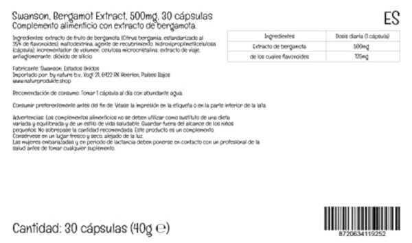 Swanson, Bergamot Extract (Extrait de Bergamote), 500mg, 30 Capsules végétaliennes, Testé en Laboratoire, Végétarien, Sans Soja, Sans Gluten, Sans OGM – Image 7