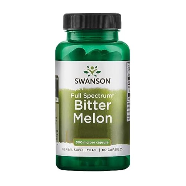 Swanson, Bitter Melon (Melon amer), 500mg, 60 Capsules, Hautement Dosé, Testé en Laboratoire, Sans Soja, Sans Gluten, Sans OGM