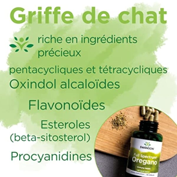 Swanson, Cat's Claw (Griffe de Chat), 500mg, 120 Capsules, Hautement Dosé, Testé en Laboratoire, Sans Soja, Sans Gluten, Sans OGM – Image 5