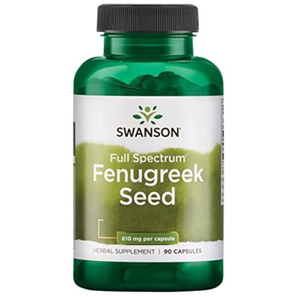 Swanson, Full Spectrum Fenugreek Seed (Graines de Fenugrec), 610mg, 90 Capsules, Hautement Dosé, Testé en Laboratoire, Sans Soja, Sans Gluten, Sans OGM