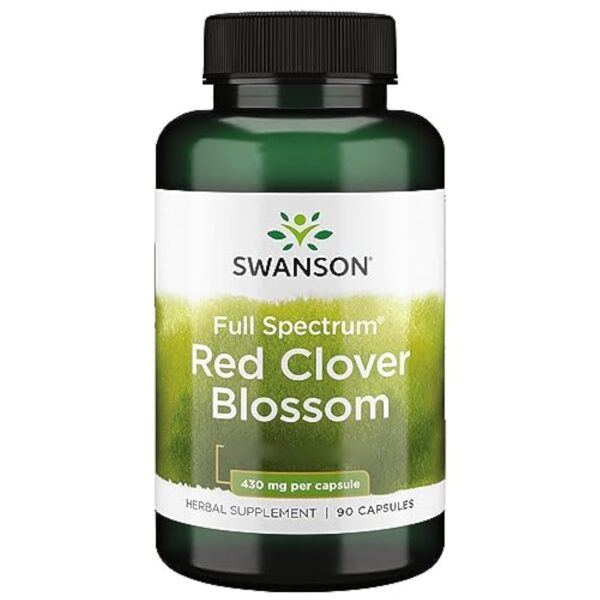 Swanson, Full Spectrum Red Clover Blossom (Fleurs de Trèfle Rouge), 90 Capsules, Hautement Dosées, Testées en Laboratoire, Sans Soja, Sans Gluten, Sans OGM