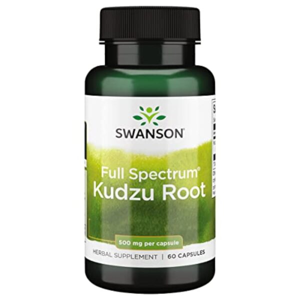 Swanson, Full Spectrum Kudzu Root (Racine de Kudzu), 500mg, Hautement Dosé, 60 Capsules, Testé en Laboratoire, Sans Soja, Sans Gluten, Sans OGM