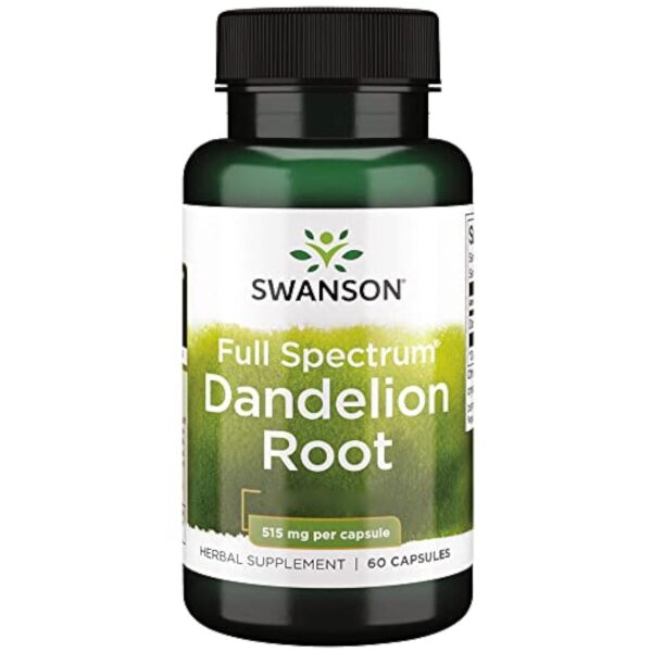 Swanson, Full Spectrum Dandelion Root (Racine de Pissenlit), 515mg, 60 Capsules, Testé en Laboratoire, Sans Soja, Sans Gluten, Sans OGM