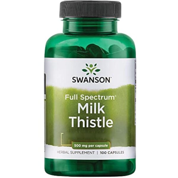 Swanson, Full Spectrum Milk Thistle (Chardon-Marie), 500mg, 100 Capsules, Testé en Laboratoire, Sans Soja, Sans Gluten, Sans OGM