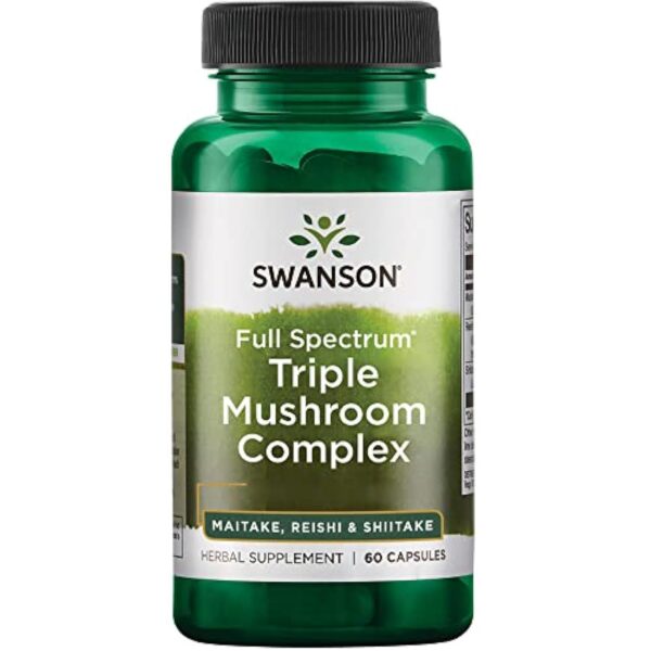 Swanson, Full Spectrum Triple Mushroom Complex (Complexe de Champignons Triple), Maitake Reishi Shiitake, 60 Capsules, Testé en Laboratoire, Sans Soja, Sans Gluten, Sans OGM