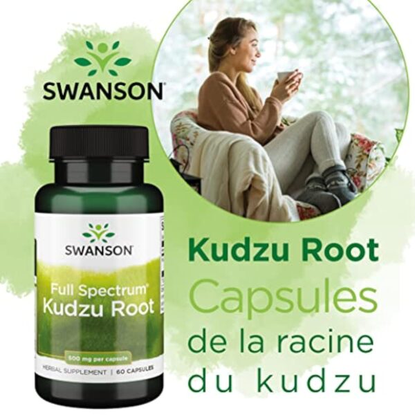 Swanson, Full Spectrum Kudzu Root (Racine de Kudzu), 500mg, Hautement Dosé, 60 Capsules, Testé en Laboratoire, Sans Soja, Sans Gluten, Sans OGM – Image 3