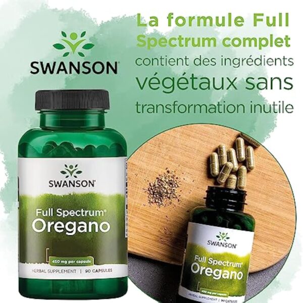 Swanson, Full Spectrum Oregano (Origan), Origanum Vulgare, 450mg, 90 Capsules, Hautement Dosé, Testé en Laboratoire, Sans Soja, Sans Gluten, Sans OGM – Image 4