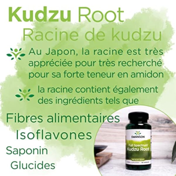 Swanson, Full Spectrum Kudzu Root (Racine de Kudzu), 500mg, Hautement Dosé, 60 Capsules, Testé en Laboratoire, Sans Soja, Sans Gluten, Sans OGM – Image 5