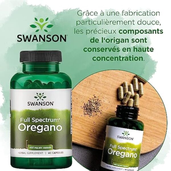 Swanson, Full Spectrum Oregano (Origan), Origanum Vulgare, 450mg, 90 Capsules, Hautement Dosé, Testé en Laboratoire, Sans Soja, Sans Gluten, Sans OGM – Image 5