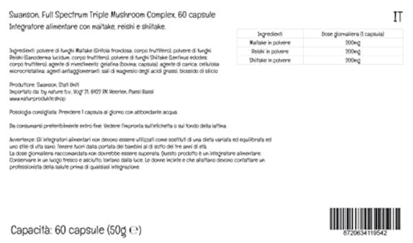 Swanson, Full Spectrum Triple Mushroom Complex (Complexe de Champignons Triple), Maitake Reishi Shiitake, 60 Capsules, Testé en Laboratoire, Sans Soja, Sans Gluten, Sans OGM – Image 6