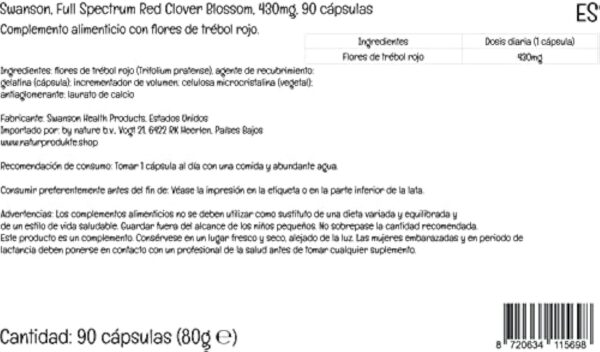 Swanson, Full Spectrum Red Clover Blossom (Fleurs de Trèfle Rouge), 90 Capsules, Hautement Dosées, Testées en Laboratoire, Sans Soja, Sans Gluten, Sans OGM – Image 6