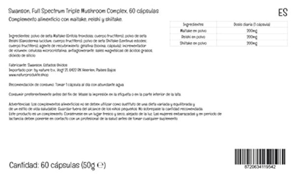 Swanson, Full Spectrum Triple Mushroom Complex (Complexe de Champignons Triple), Maitake Reishi Shiitake, 60 Capsules, Testé en Laboratoire, Sans Soja, Sans Gluten, Sans OGM – Image 7