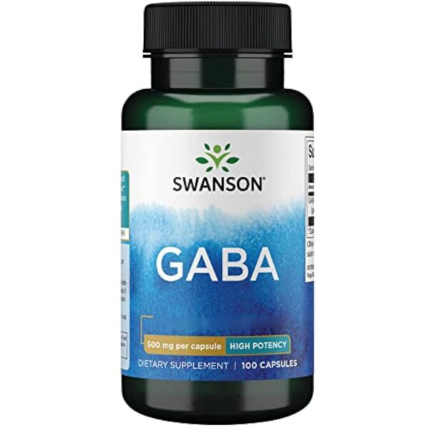 Swanson, GABA (Acide Gamma-Aminobutyrique), 500mg, Haute Dosé, 100 Capsules, Testé en Laboratoire, Sans Soja, Sans Gluten, Sans OGM