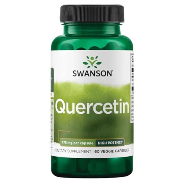 Swanson, High Potency Quercetin, 475mg, 60 Capsules, Végétalien, Sans Gluten, Sans Soja, Sans OGM