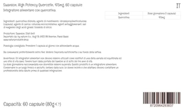 Swanson, High Potency Quercetin, 475mg, 60 Capsules, Végétalien, Sans Gluten, Sans Soja, Sans OGM – Image 6