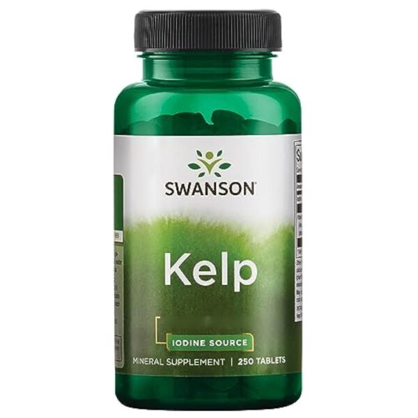 Swanson, Kelp, avec Iode Naturel, 250 Capsules végétaliennes, Hautement Dosées, Testées en Laboratoire, Végétariennes, Sans Soja, Sans Gluten, Sans OGM