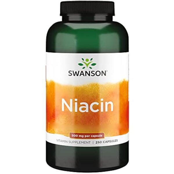 Swanson, Niacine, 500mg, Dépôt, Tous les 5 Jours 1 Capsule, 250 Capsule, Hautement Dosé, Testé en Laboratoire, Sans Soja, Sans Gluten, Sans OGM – Image 2