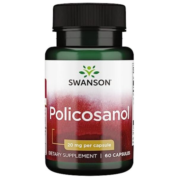 Swanson, Policosanol, 20mg, Extrait de Canne à Sucre, 60 Capsules, Hautement Dosé, Testé en Laboratoire, Sans Gluten, Sans Soja, Sans OGM