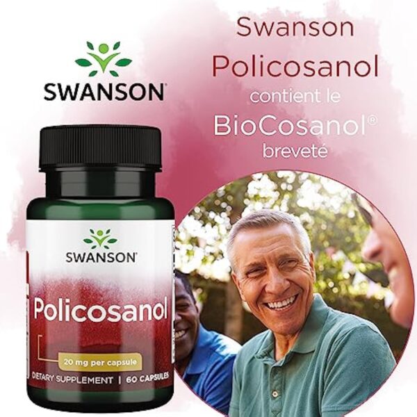 Swanson, Policosanol, 20mg, Extrait de Canne à Sucre, 60 Capsules, Hautement Dosé, Testé en Laboratoire, Sans Gluten, Sans Soja, Sans OGM – Image 4