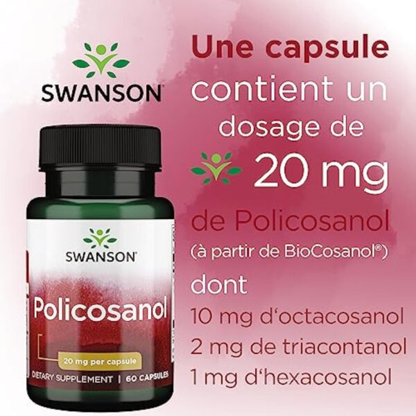 Swanson, Policosanol, 20mg, Extrait de Canne à Sucre, 60 Capsules, Hautement Dosé, Testé en Laboratoire, Sans Gluten, Sans Soja, Sans OGM – Image 6