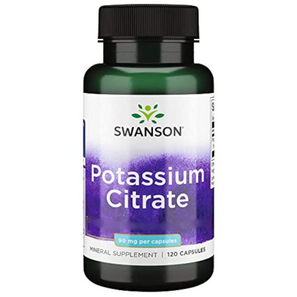 Swanson, Potassium Citrate (Citrate de Potassium), 99mg de Potassium par Capsule, 120 Capsule, Haute Dosé, Testé en Laboratoire, Sans Soja, Sans Gluten, Sans OGM