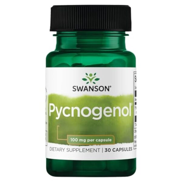 Swanson, Pycnogenol, 100mg, Extrait d'Écorce de Pin, Haute Dosé, 30 Capsules, Testé en Laboratoire, Sans Soja, Sans Gluten, Sans OGM