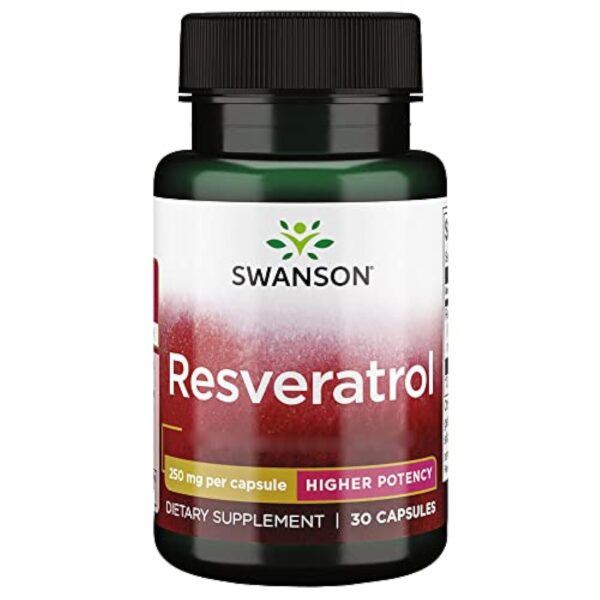 Swanson, Resveratrol, 250mg, 30 Capsules, Haute Dosé, Testé en Laboratoire, Sans Soja, Sans Gluten, Sans OGM