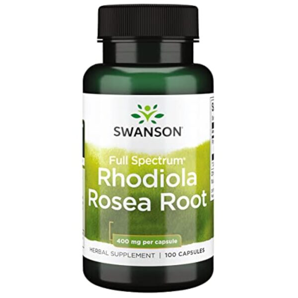 Swanson, Rhodiola Rosea Root (Extrait de Racine de Rose), 400mg, 100 Capsules, Hautement Dosé, Testé en Laboratoire, Sans Soja, Sans Gluten, Sans OGM