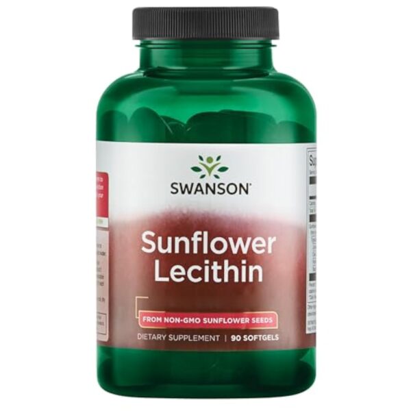 Swanson, Sunflower Lecithin, 1200mg, Lécithine de Tournesol, Haute Dosé, 90 Capsules molles, Testé en Laboratoire, Sans Soja, Sans Gluten, Sans OGM