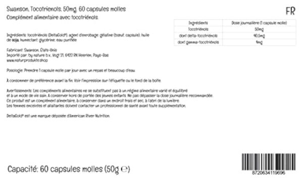 Swanson, Tocotrienols, Vitamine E, 60 Capsules molles, Haute Dosé, Testé en Laboratoire, Sans Gluten, Sans OGM – Image 5