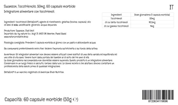 Swanson, Tocotrienols, Vitamine E, 60 Capsules molles, Haute Dosé, Testé en Laboratoire, Sans Gluten, Sans OGM – Image 6