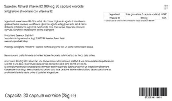 Swanson, Vitamine K2 (Ménaquinone MK-7), 100mcg, 30 Capsules molles, Haute Dosé, Testé en Laboratoire, Sans Soja, Sans Gluten, Sans OGM – Image 6