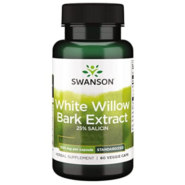 Swanson, White Willow Bark Extract (Extrait d'Écorce de Saule Blanc), 500mg, 60 Capsules végétaliennes, Hautement Dosées, Testées en Laboratoire, Végétariennes, Sans Soja, Sans Gluten, Sans OGM