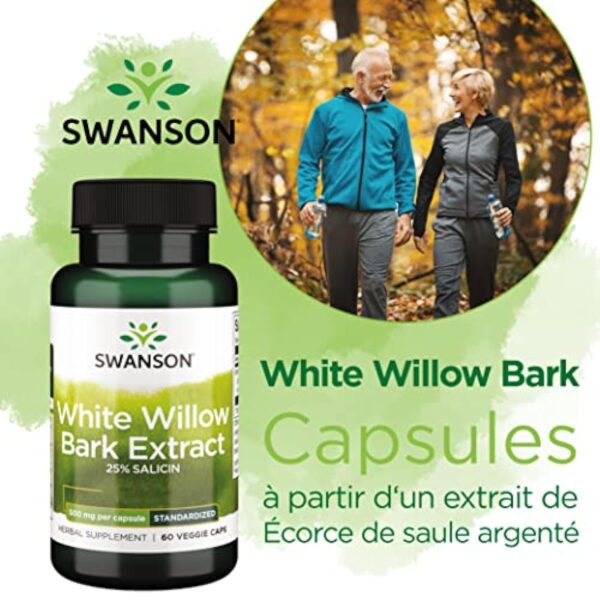 Swanson, White Willow Bark Extract (Extrait d'Écorce de Saule Blanc), 500mg, 60 Capsules végétaliennes, Hautement Dosées, Testées en Laboratoire, Végétariennes, Sans Soja, Sans Gluten, Sans OGM – Image 3