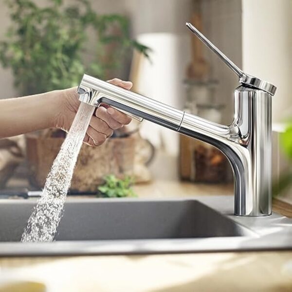 hansgrohe Zesis M33 - Mitigeur de cuisine avec douchette extractible, 2 jet, Robinet avec hauteur sous bec 150 mm, Robinetterie avec bec pivotant et extensible, Chromé – Image 3