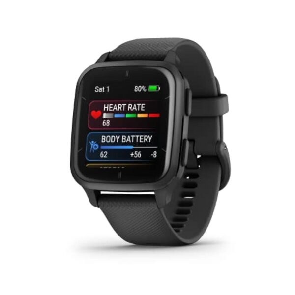 Garmin Venu Sq 2 – Music Edition - Montre connectée GPS Multisports avec écran AMOLED et Suivi santé - Gray avec Bracelet Noir - Boîtier 40 mm – Image 4