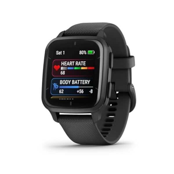 Garmin Venu Sq 2 – Music Edition - Montre connectée GPS Multisports avec écran AMOLED et Suivi santé - Gray avec Bracelet Noir - Boîtier 40 mm – Image 8