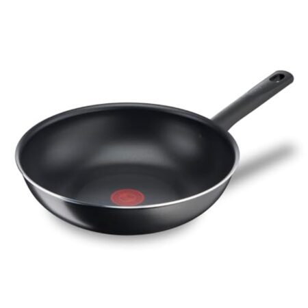 Tefal Poêle wok 28 cm, 6 à 8 personnes, Pas d'induction, Revêtement antiadhésif, Résistante, Facile à nettoyer, Haute performance, Thermo-Signal, Fabriqué en France, Day By Day B56419AZ