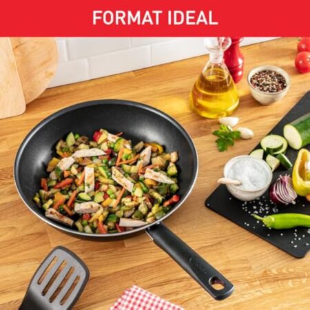 Tefal Poêle wok 28 cm, 6 à 8 personnes, Pas d'induction, Revêtement antiadhésif, Résistante, Facile à nettoyer, Haute performance, Thermo-Signal, Fabriqué en France, Day By Day B56419AZ – Image 6