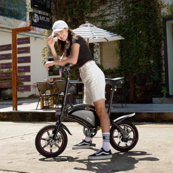 DYU Vélo Électrique Pliable,14 Pouces Vélo Électrique Portable,Smart E-Bike avec 3 Modes de Conduite, Pédalage Assisté, Hauteur Réglable, Portable Compact, Adulte Unisexe – Image 7