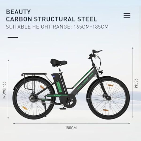 ELEKGO Vélo Électrique, 26" Vélo Électrique, Vélo Électrique Assisté par Pédale avec Batterie De 8.4Ah, 250W, Écran LCD,E Bike Ville, Adulte 35-70KM – Image 8