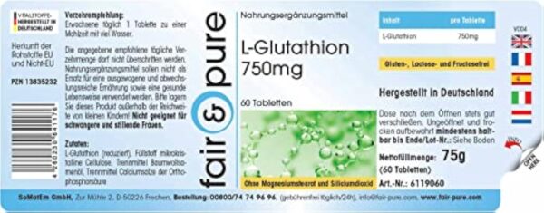 Fair & Pure® - L-Glutathion 750mg - réduit - végan - hautement dosé - 60 comprimés – Image 3