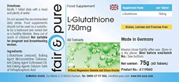 Fair & Pure® - L-Glutathion 750mg - réduit - végan - hautement dosé - 60 comprimés – Image 4