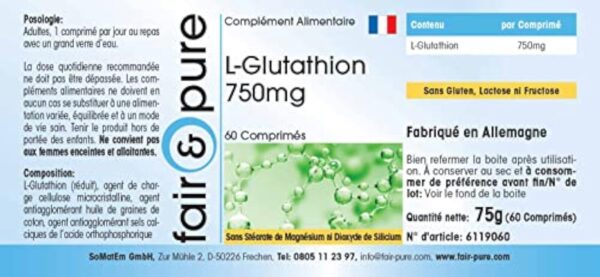 Fair & Pure® - L-Glutathion 750mg - réduit - végan - hautement dosé - 60 comprimés – Image 5